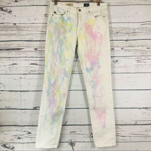 AG Adriano Goldschmied Painted White The Prima Mid Rise Cigarette Denim Jeans 28